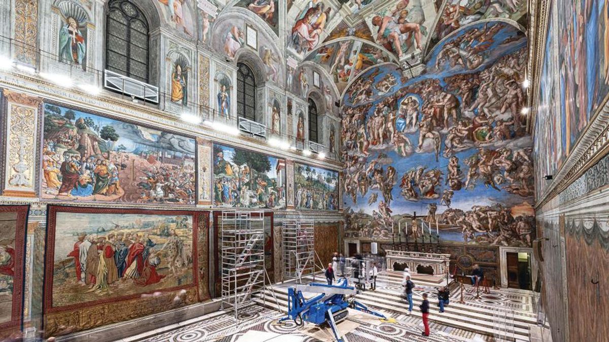 Les tapisseries de Raphaël exposées dans la chapelle Sixtine, au Vatican, jusqu’à dimanche. © Giampaolo Capone