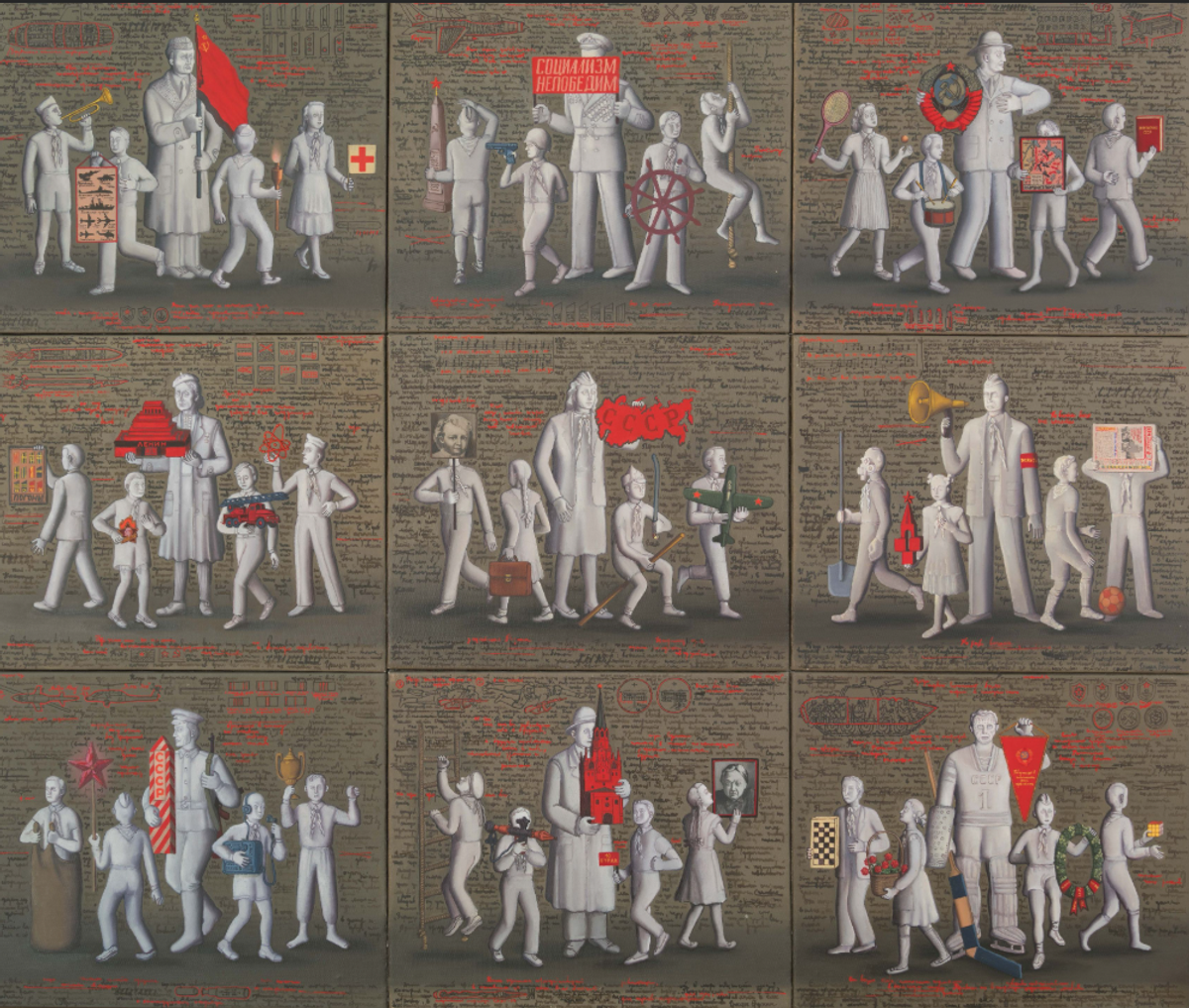 Grisha Bruskin, Logie, huile sur toile de lin. Courtesy Bonhams