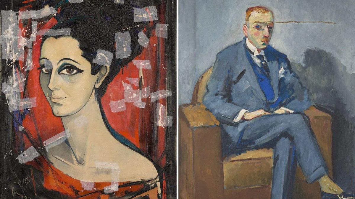 À gauche : Cici Tomazeo Sursock, Portrait d’Odile Mazloum, 1964 ; à droite : Kees Van Dongen, Portrait de Nicolas Sursock, 1926-1930. Courtesy Musée Sursock