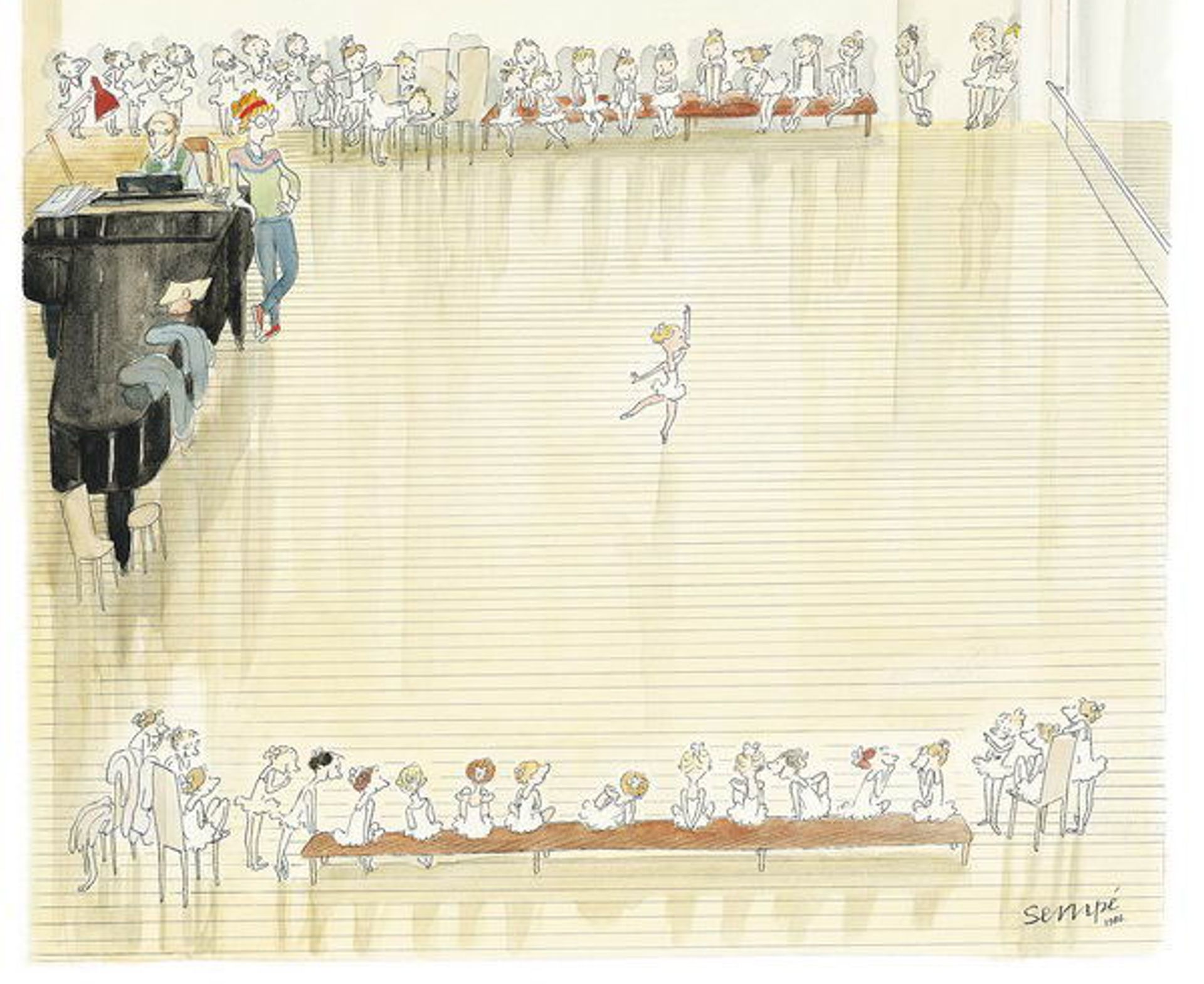 Sempé, dessin réalisé pour la couverture du New Yorker. © J.-J. Sempé, Sempé à New York, Éditions Denoël/Éditions Martine Gossieaux


