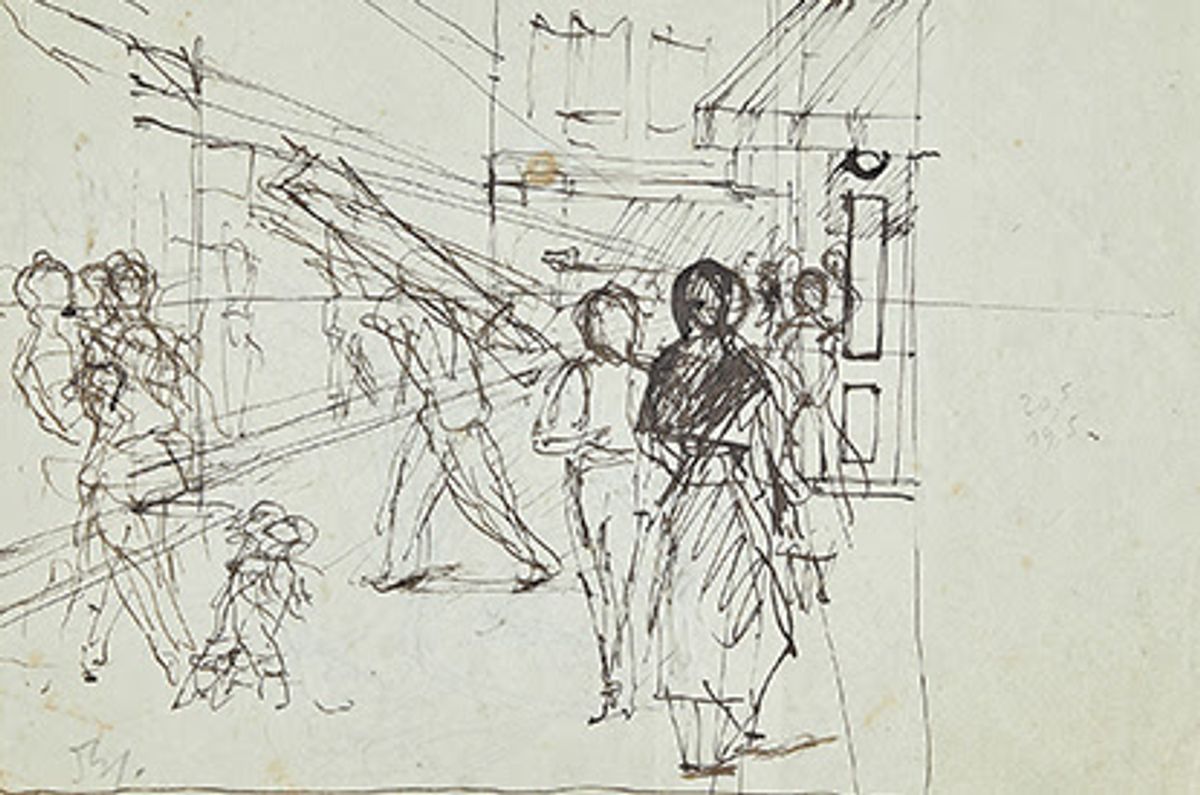 Balthus, étude pour La rue, 1933, encre de Chine, 19 x 20 cm. © Artcurial