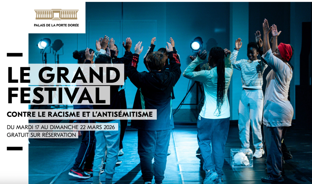 Affiche du Grand Festival contre le racisme et l'antisémitisme au Palais de la Porte Dorée. D.R.