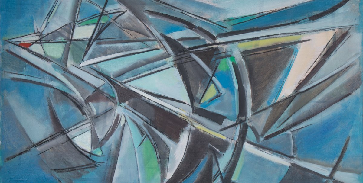 Reynold Arnould, Mouvement I. 1er état, vers 1958-1959, huile sur toile, 81,5 cm x 116,5 cm. © 2016 MuMa Le Havre / Charles Maslard