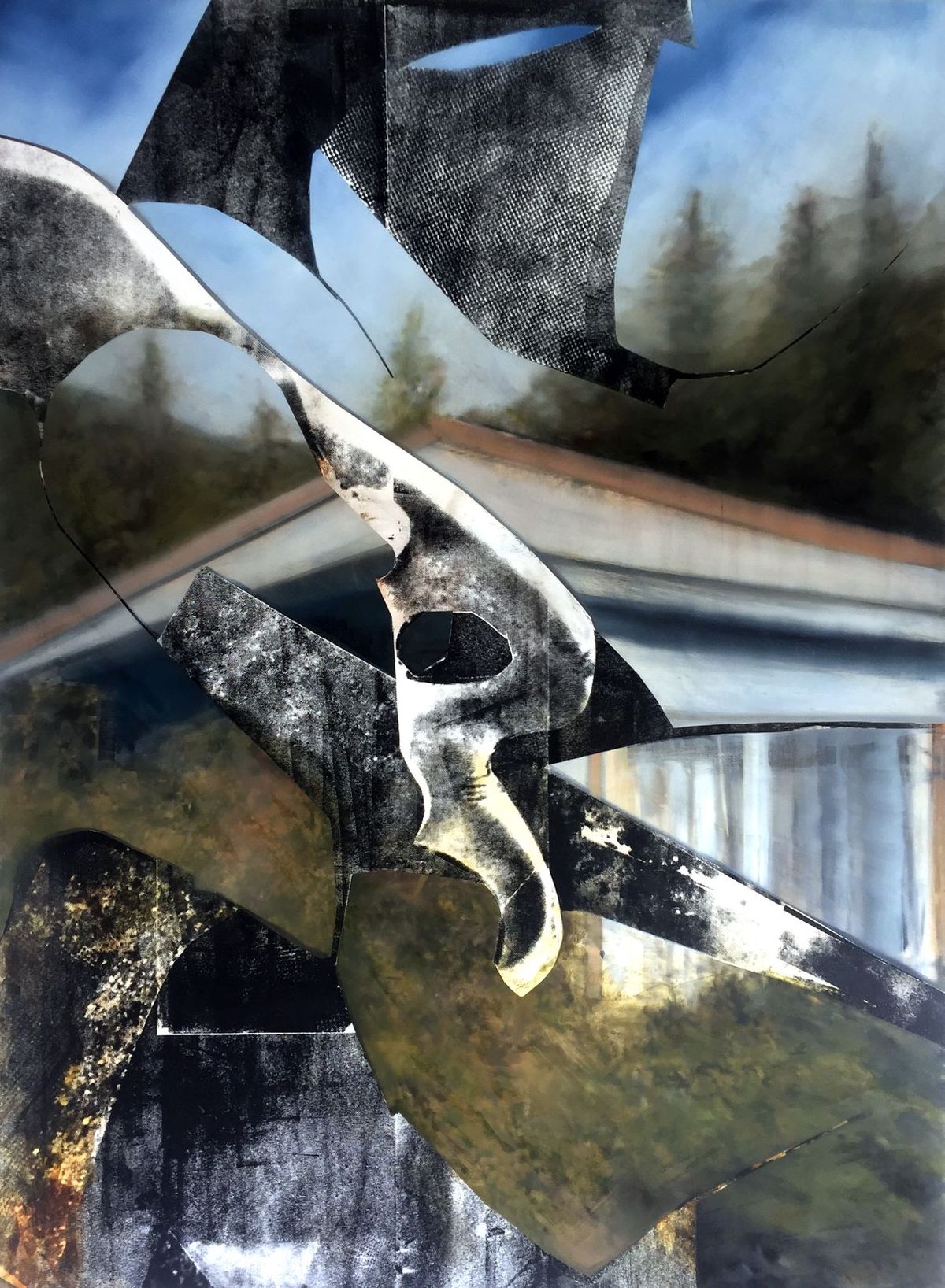 Eva Nielsen, Gradient, 2020, huile, acrylique et encre de sérigraphie sur toile. Courtesy de l’artiste et galerie Jousse Entreprise, Paris