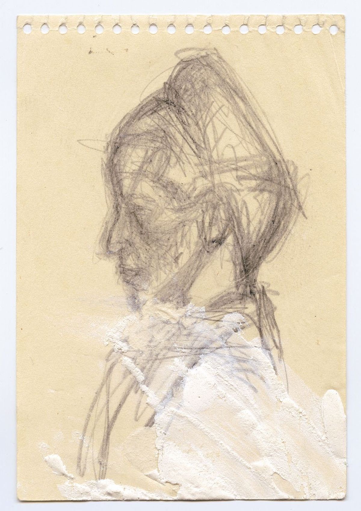 Alberto Giacometti, Buste de Simone de Beauvoir de profil, vers 1946, crayon graphite sur page de carnet détachée, Paris, Fondation Giacometti. © Succession Alberto Giacometti