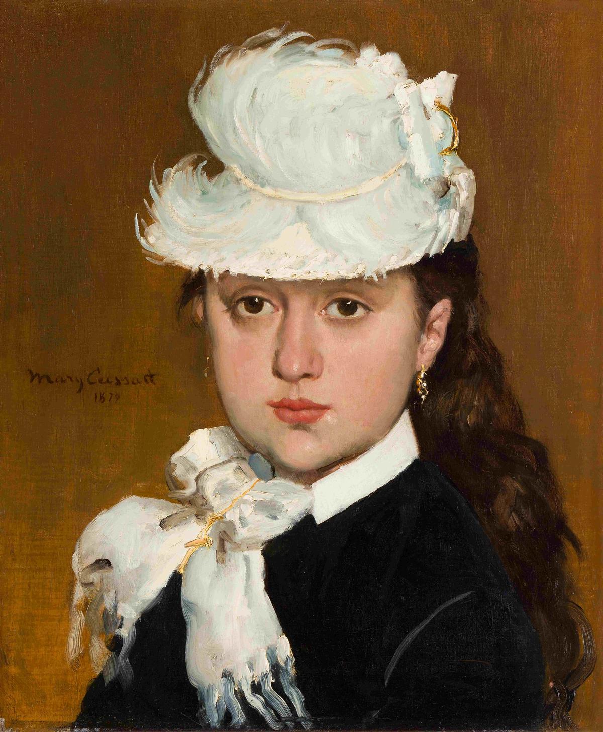 Mary Cassatt, Portrait de jeune fille au chapeau blanc, huile sur toile, 1879. Courtesy Ader