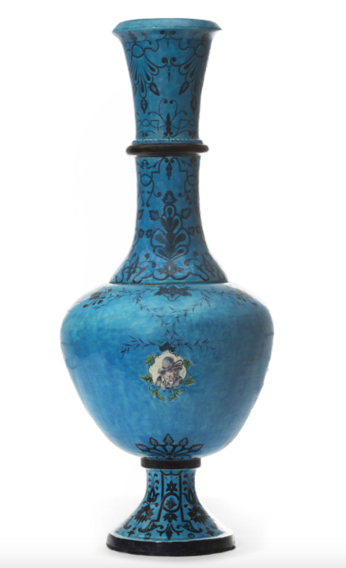 Grand vase bleu turquoise à décor de style persan, signé « Doré », v. 1865. Courtesy Galerie Vauclair
