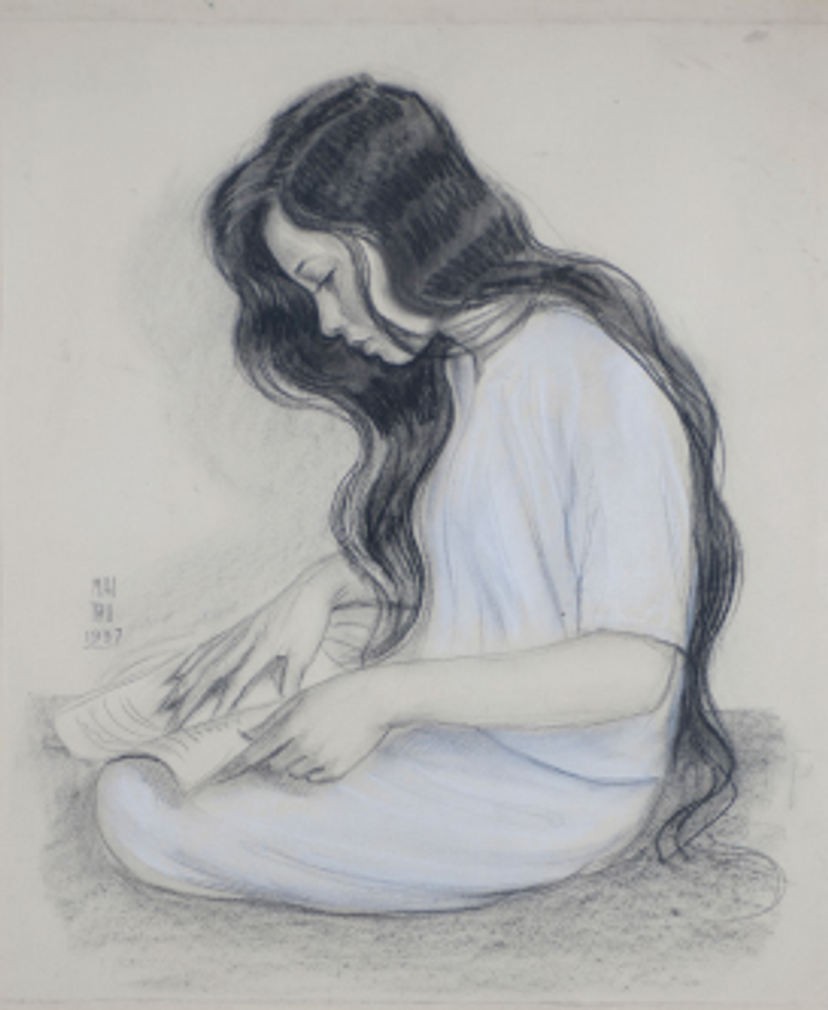 Mai-Thu, Jeune Femme lisant, 1937, pastel et fusain sur papier vergé, collection particulière.
© Comité Mai-Thu 2024