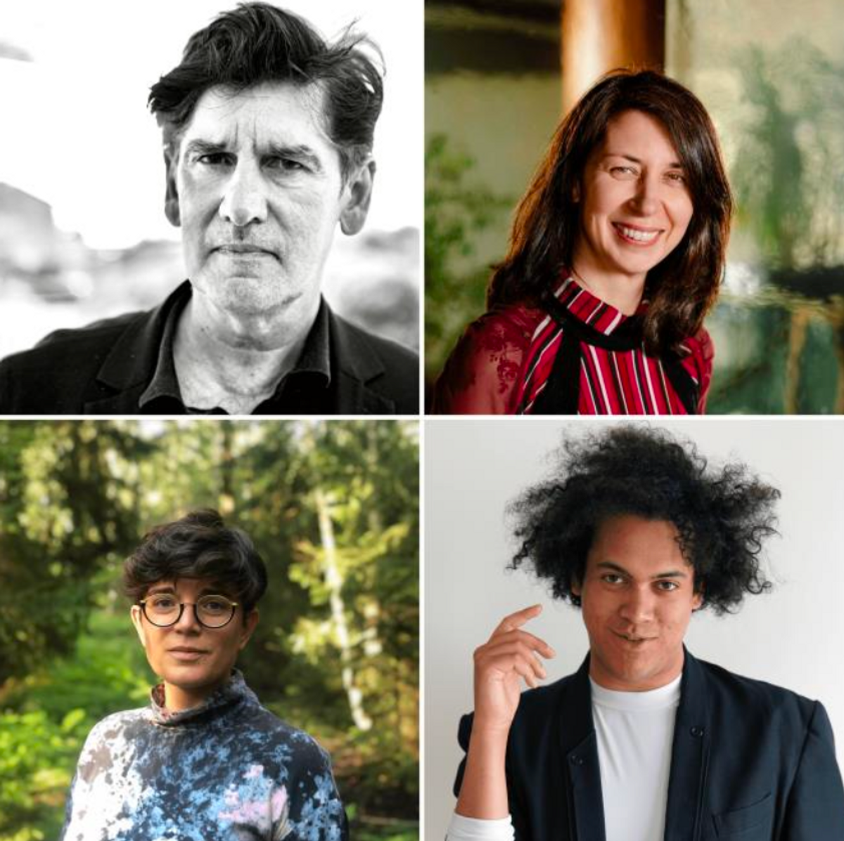 De gauche à droite, de haut en bas : Jean-Marc Prévost, Nataša Petrešin-Bachelez, Natasha Marie Llorens et Cédric Fauq. © Jean-Pierre Loubat ; © Maurine Tric ; © Maarten Nauw / Framer Framed ; © ED