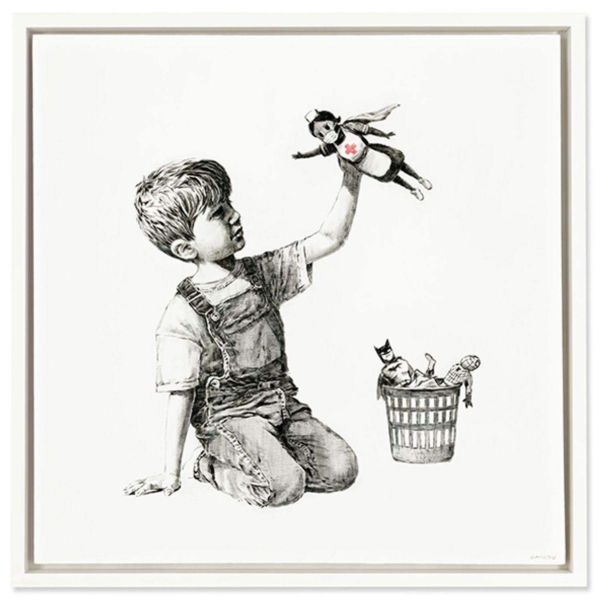 Banksy, Game Changer, 2020, huile sur toile, 91 x 91 cm. Vendue 19,4 millions d’euros à Christie’s Londres. Courtesy Christie’s
