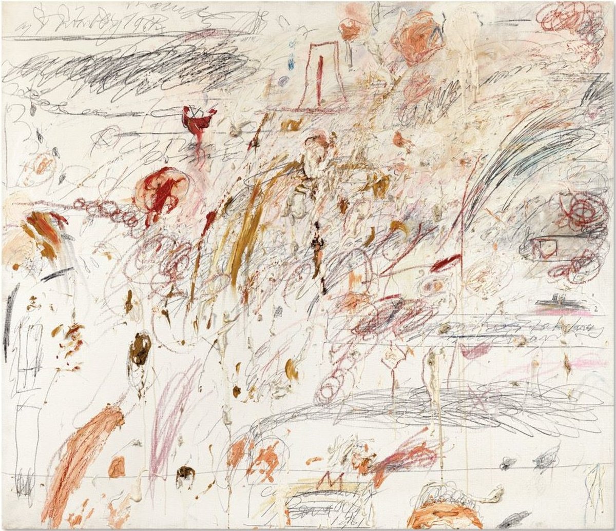 Cy Twombly, Untitled, 1961, peinture à l’huile, crayon gras et crayon à papier sur toile, est. 40-60 millions de dollars (37-55 millions d’euros). © Christie’s