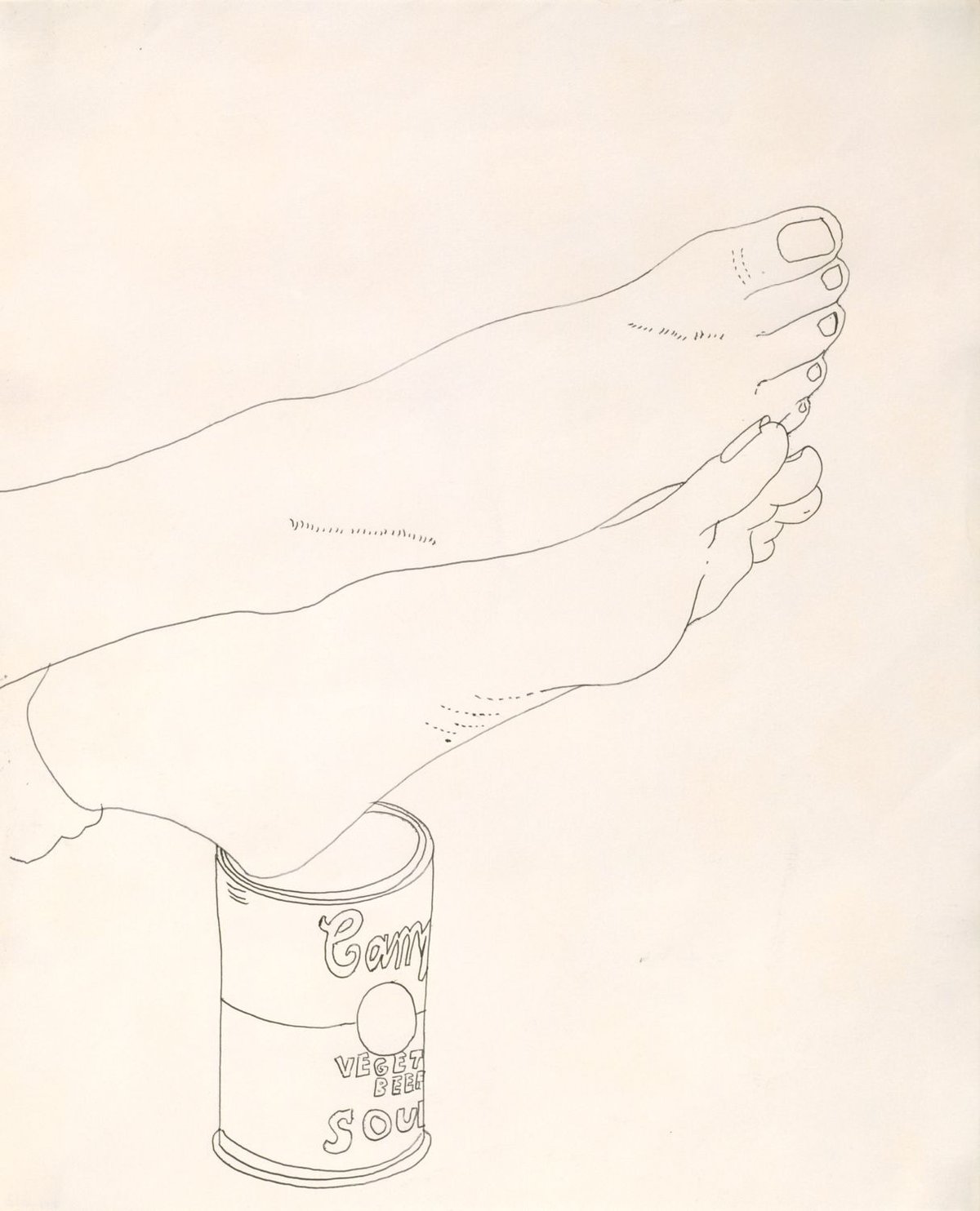 Andy Warhol, Feet and Campbell’s Soup Can, vers 1961, stylo à bille sur papier, Pittsburgh, The Andy Warhol Museum. © The Andy Warhol Foundation for the Visual Arts