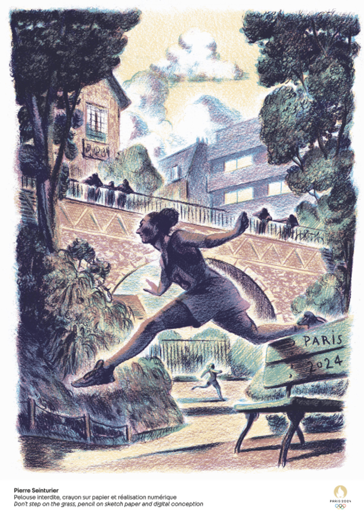 Pierre Seinturier, Pelouse interdite, 2023, crayon sur papier et technique numérique. © Pierre Seinturier