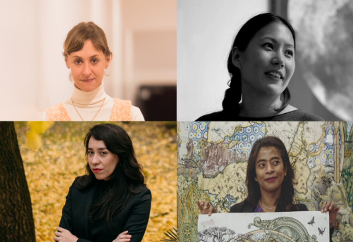 De gauche à droite et de haut en bas : Basma al-Sharif, Charwei Tsai, Laura Huertas Millán, Malala Andrialavidrazana. © Galerie Imane Fares ; Christopher Adams ; Renato Cruz Santos ; AAD Fund