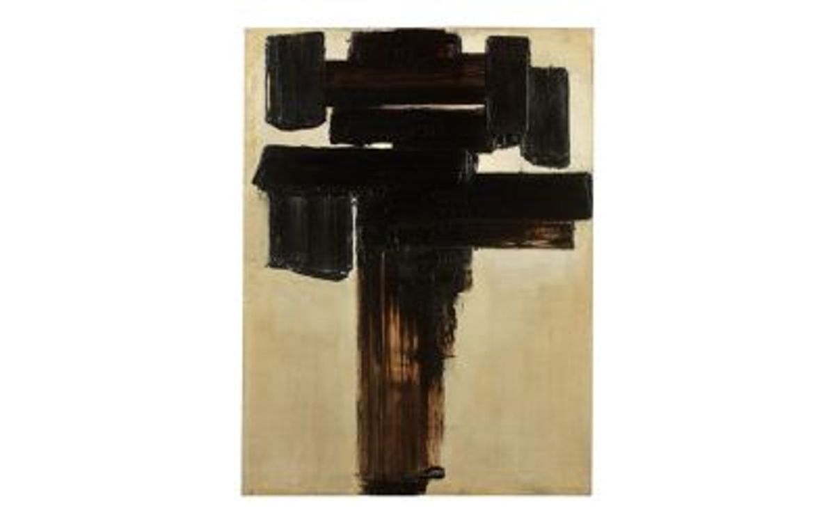 Pierre Soulages, Peinture 81×60 cm, 3 décembre 1956, huile sur toile, vendue le 23 janvier par Caen Enchères. © Caen Enchères / Pierre Soulages