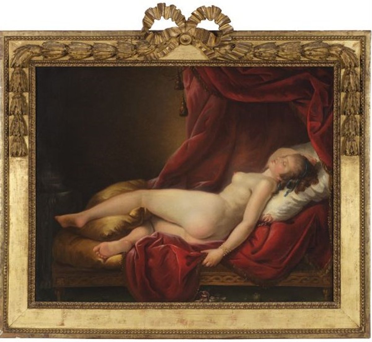 Attribué à Hugues Taraval, Le Sommeil, vers 1779, huile sur toile, Paris, musée Nissim de Camondo. © Les Arts Décoratifs. Photo Jean Tholance