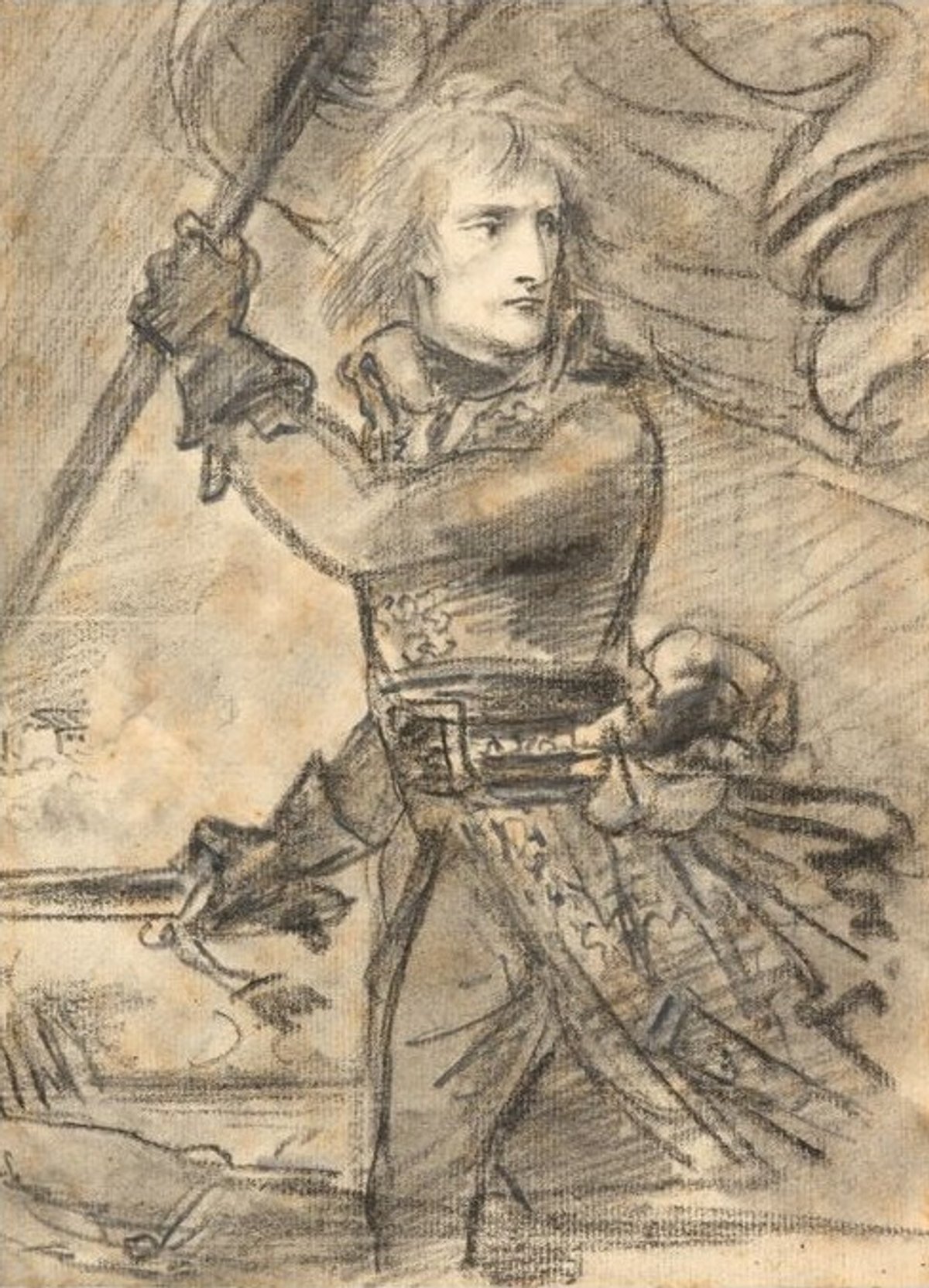 Antoine-Jean Gros, Le Général Bonaparte au pont d’Arcole, 1796, crayon noir, estompe, est. 200000-300000 euros. © Artcurial