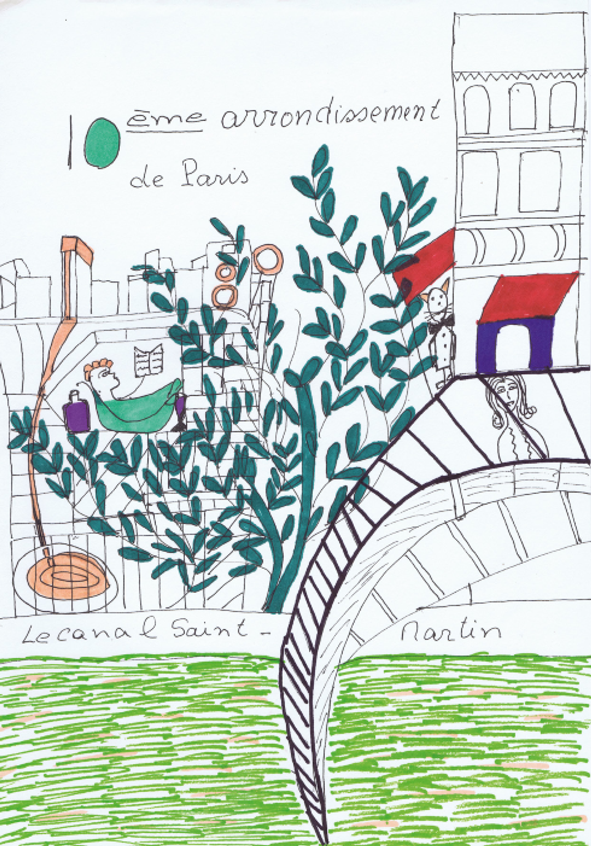 Dessin de Dany Laferrière publié dans Autoportrait de Paris avec chat, Paris, Grasset, 2018, p. 69. Courtesy Grasset, Paris