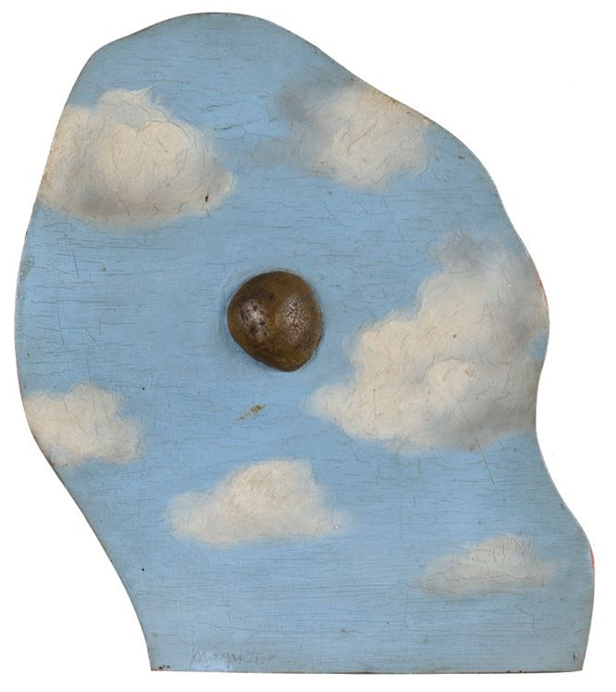 René Magritte, Sans titre (objet), vers 1936, huile sur panneau découpé et galet, est. 150 000-200 000 euros.
© D.R.