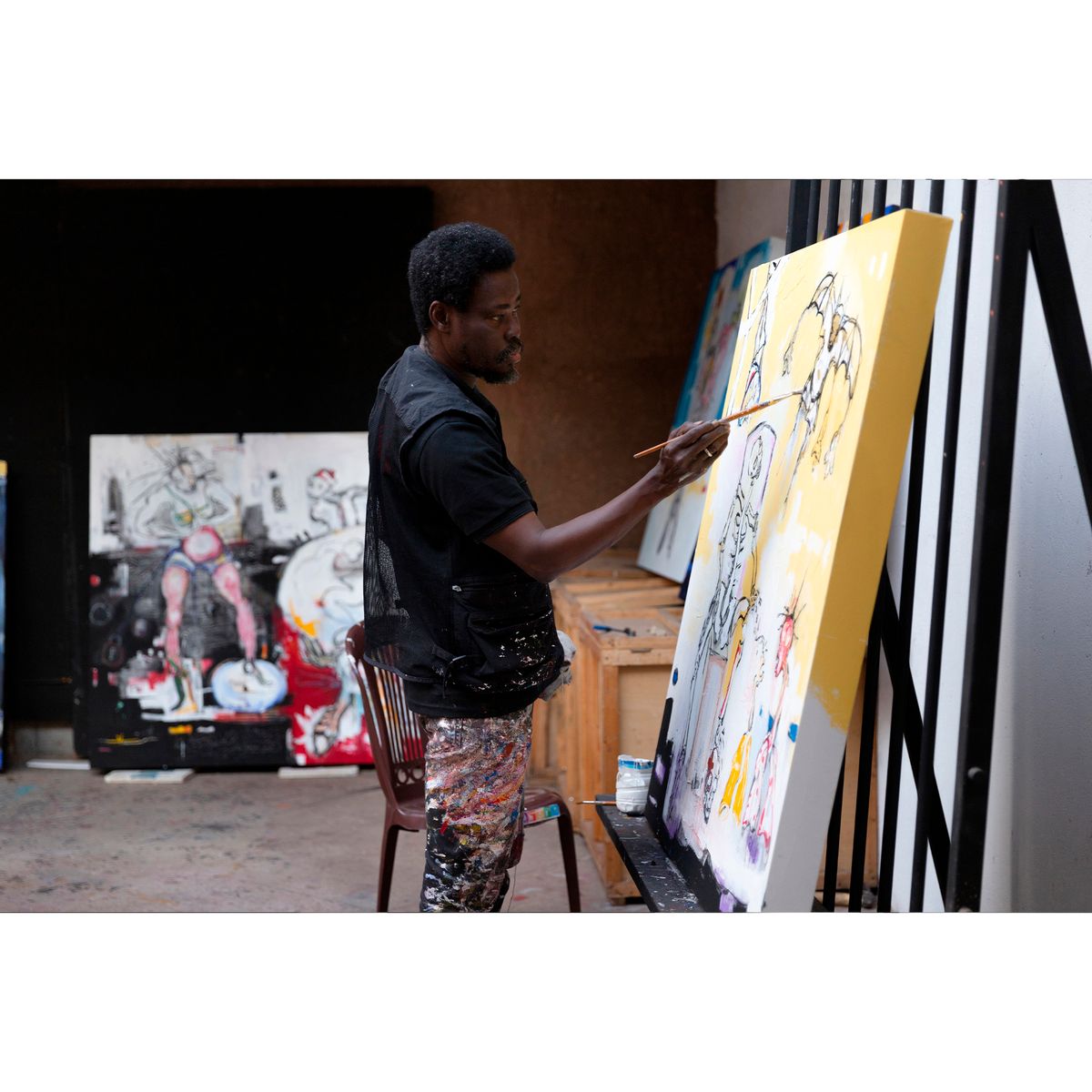Dominique Zinkpè à la résidence Jardin Rouge, Fondation Montresso✩, Marrakech, mai 2022. Photo Montresso Art Fundation