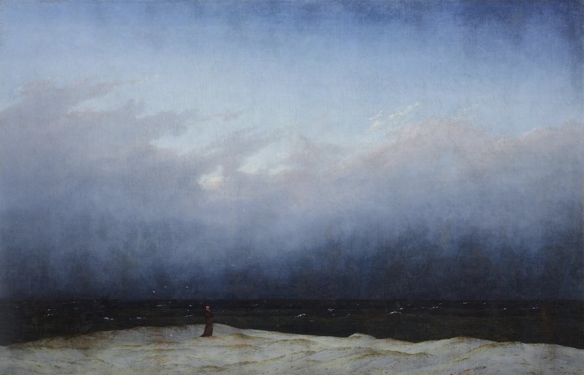 Caspar David Friedrich, Moine au bord de la mer, 1808-1810, huile sur toile, Berlin, Nationalgalerie.
© Courtesy de la Nationalgalerie, Staatliche Museen zu Berlin/Andres Kilger