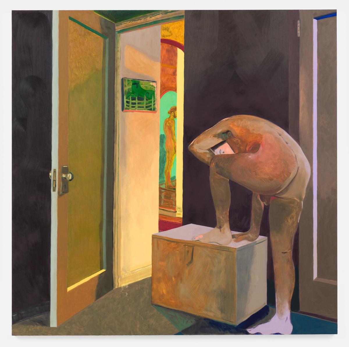 Anthony Cudahy, Entrance/receiver, 2022, huile sur toile, 183 x 183 cm. © Image A. Mole. Courtesy Semiose, Paris