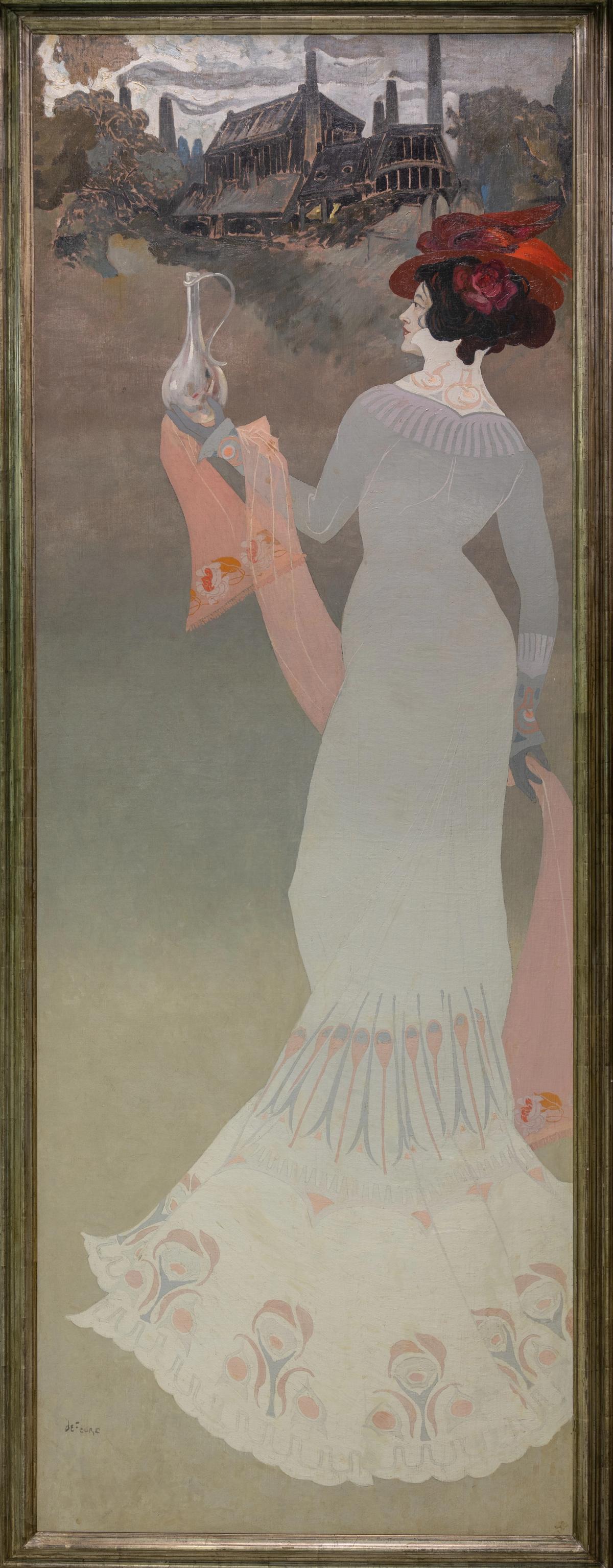 Georges de Feure, La Verrerie (panneau décoratif pour le pavillon Bing), 1900, huile sur toile, 269 x 102 cm. © Musée d’Orsay. Photo Sophie Crépy
