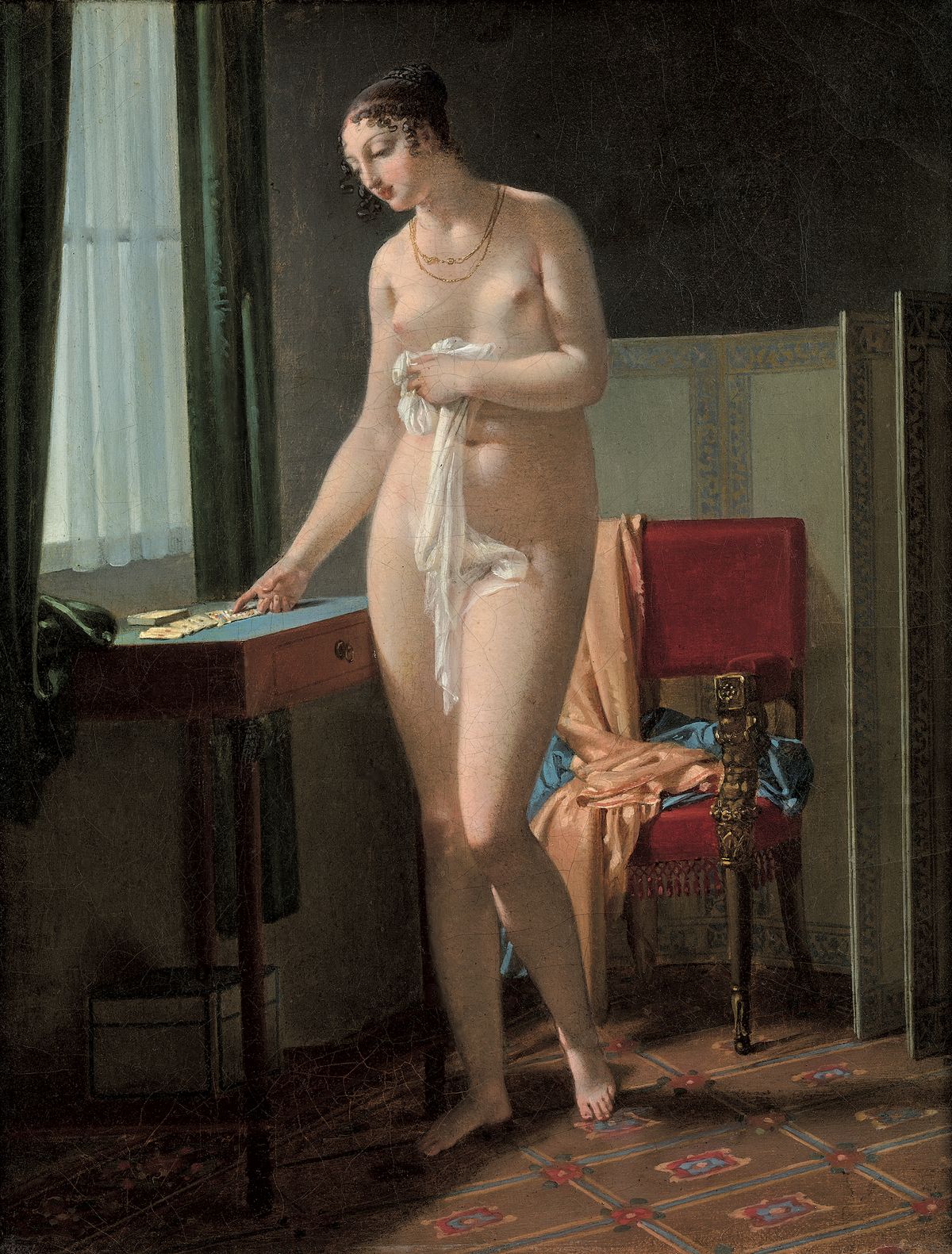 Jean-Baptiste Mallet, Les Cartes, vers 1818, huile sur toile, collection particulière. © Studio Sebert