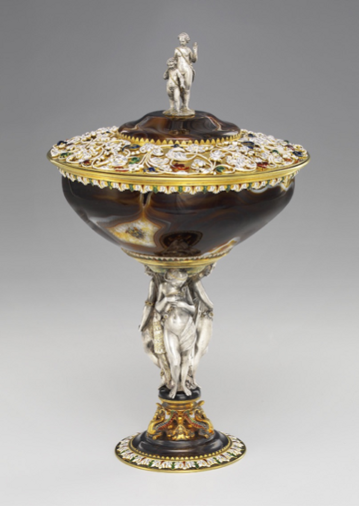 Jean-Baptiste Fossin, coupe à couvercle, agate, argent, vermeil et émail polychrome, vers 1845. © RMN-Grand Palais (Musée du Louvre)