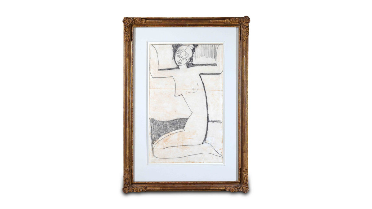 Amedeo Modigliani, Cariatide, vers 1911-1912, mine de plomb sur papier. Courtesy Cannes Enchères