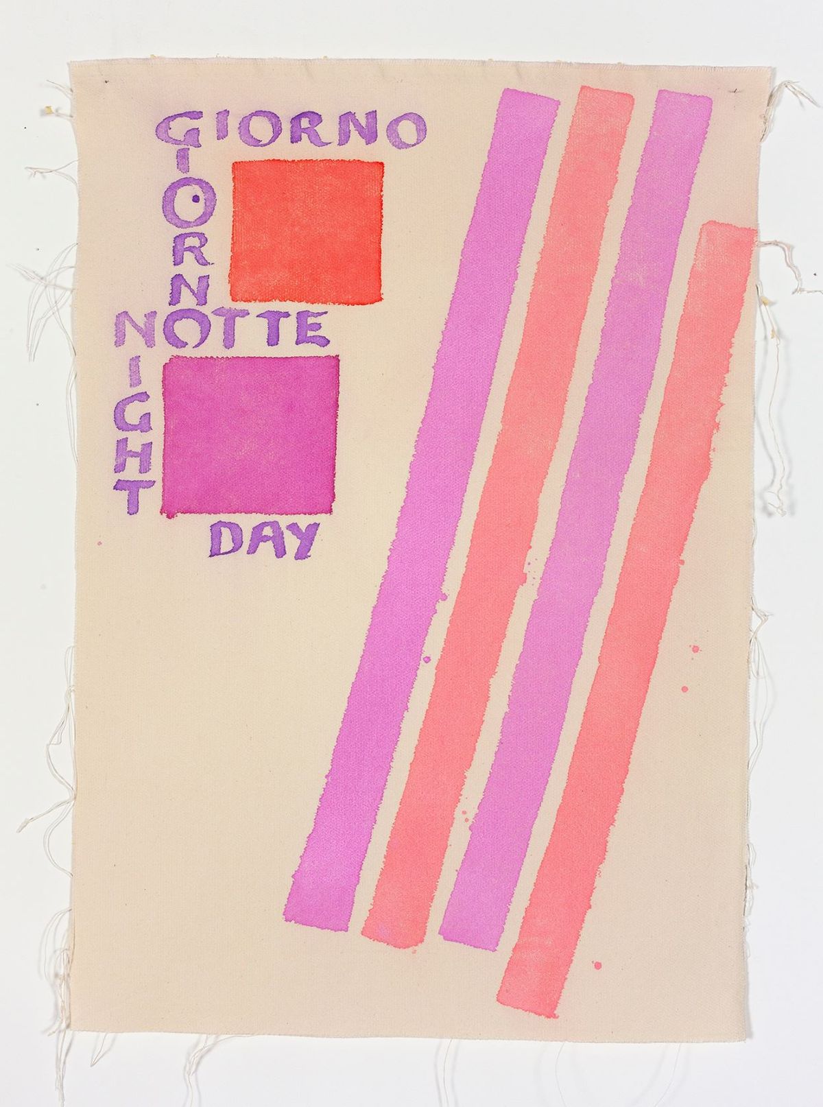 Giorgio Griffa, Giorno Notte, 2020, acrylique sur toile (drapeau). Courtesy Giorgio Griffa