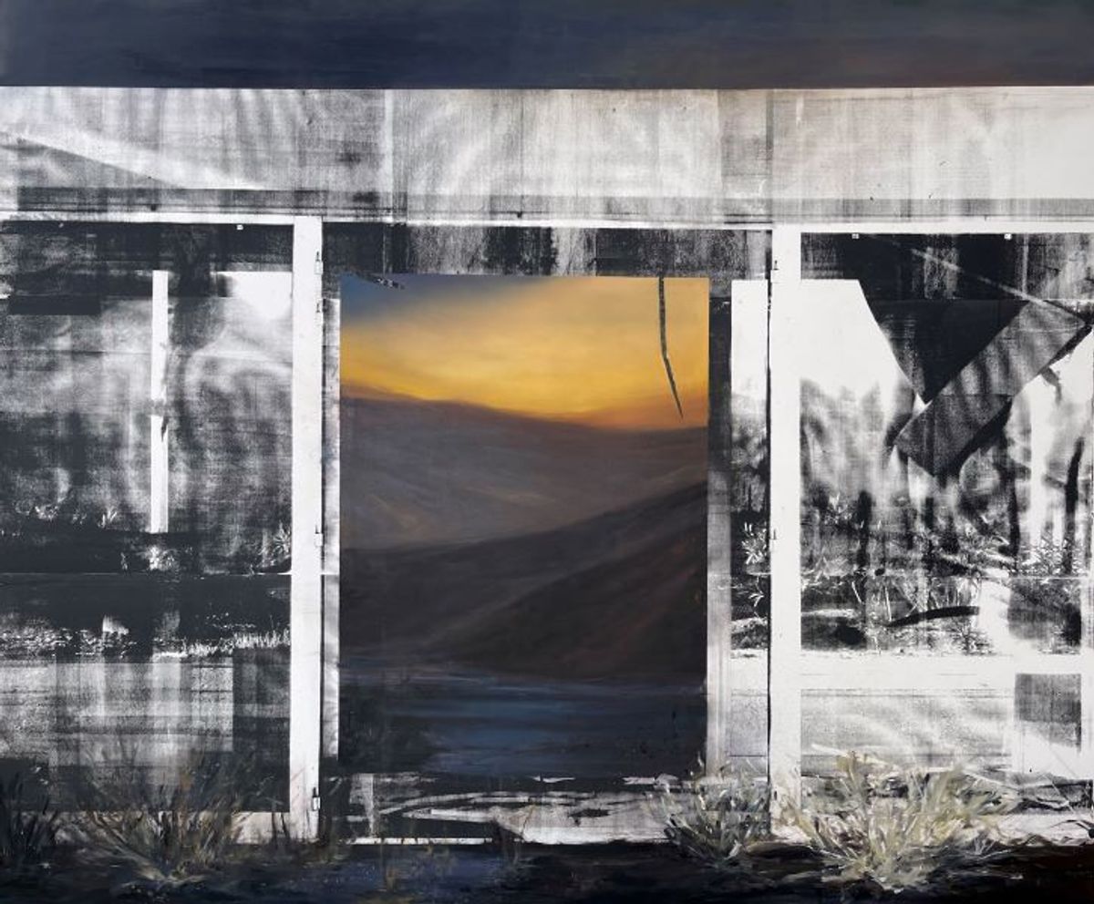 Eva Nielsen, Zamak III, 2020, huile, acrylique et sérigraphie sur toile. Courtesy de l’artiste © Adagp, Paris, 2025