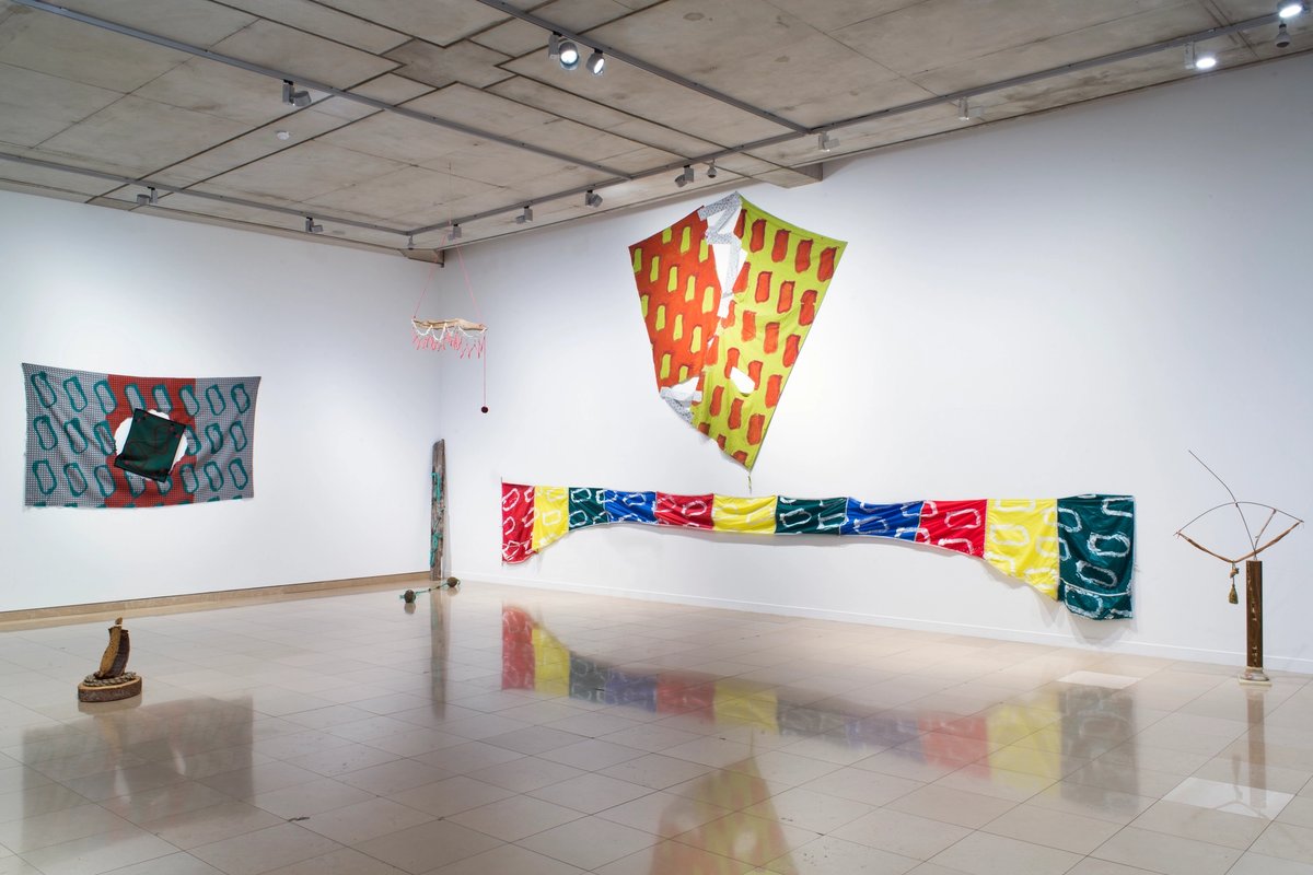 Vue de l'exposition « Claude Viallat. Et pourtant si... », Carré d’Art, Nîmes.
Photo Cédrick Eymenier