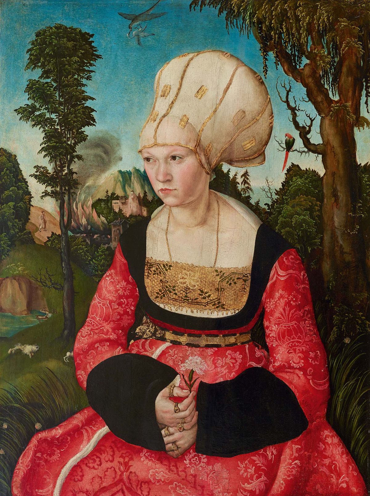 Lucas Cranach l’Ancien, Portraits du Dr Johannes Cuspinian et d’Anna
Cuspinian-Putsch (détail), 1502-1503, huile sur panneau en bois de pin. © Sammlung Oskar Reinhart « Am Römerholz », Winterthur