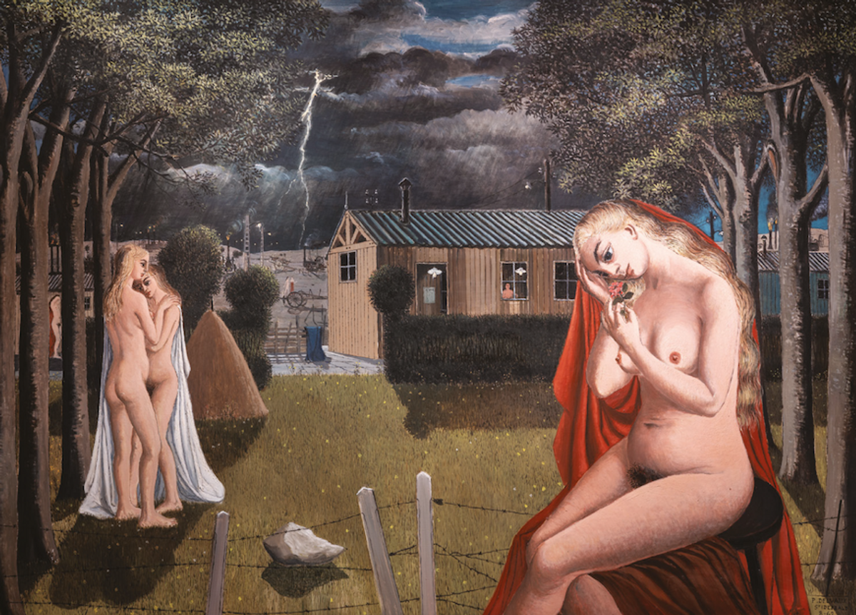 Paul Delvaux, La Tempête, 1962, huile sur toile. © De Jonckheere