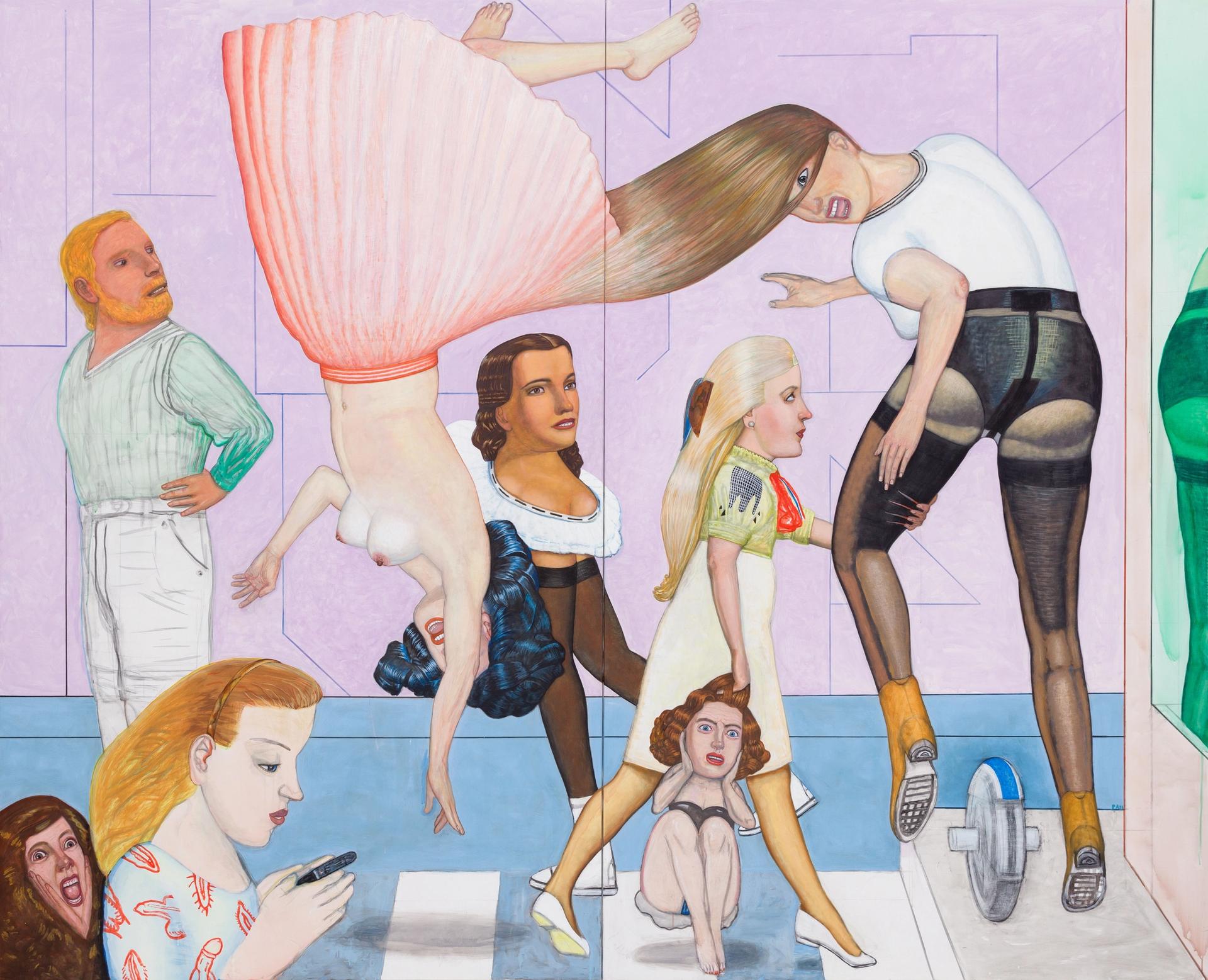 Pat Andrea, Crosswalk, 2021, huile et caséine sur toile, 260 x 320 cm. © Romain Darnaud/Galerie Strouk