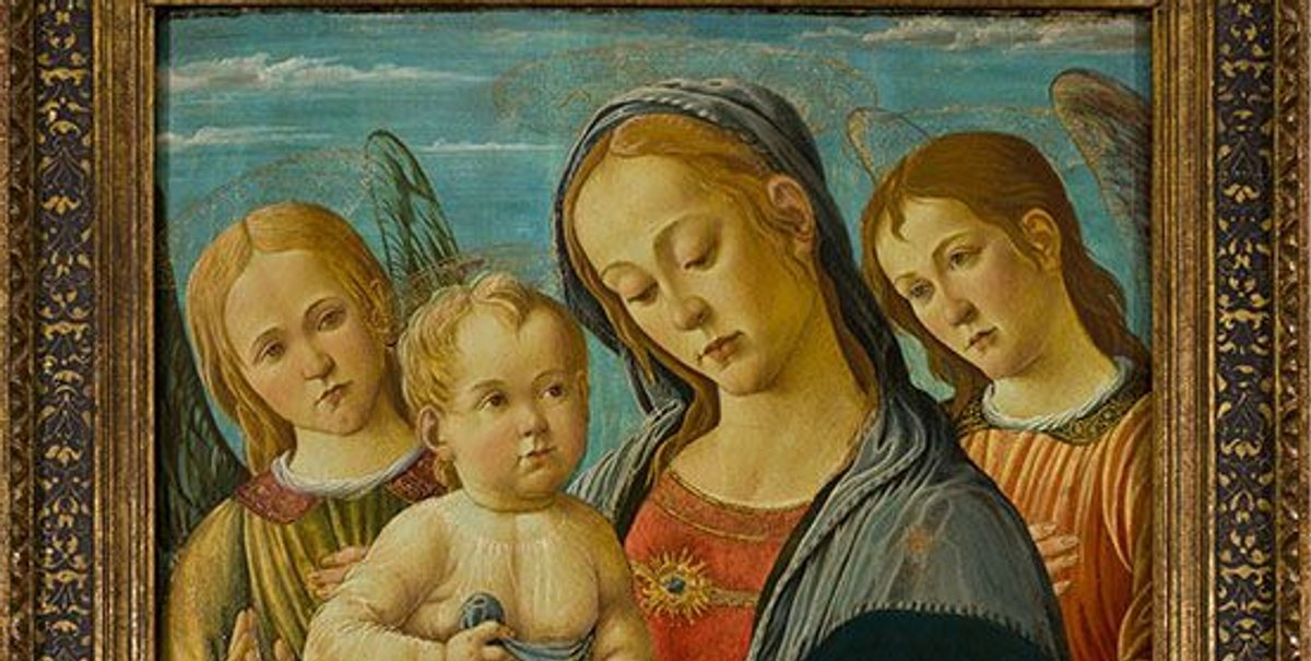 Jacopo del Sellaio, Vierge à l’enfant avec le jeune Saint Jean et deux anges (1480-85). Collection Fondazione Francesco Federico Cerruti per l’Arte ; prêt à long terme au Castello di Rivoli Museo d’Arte Contemporanea, Rivoli-Turin D.R.