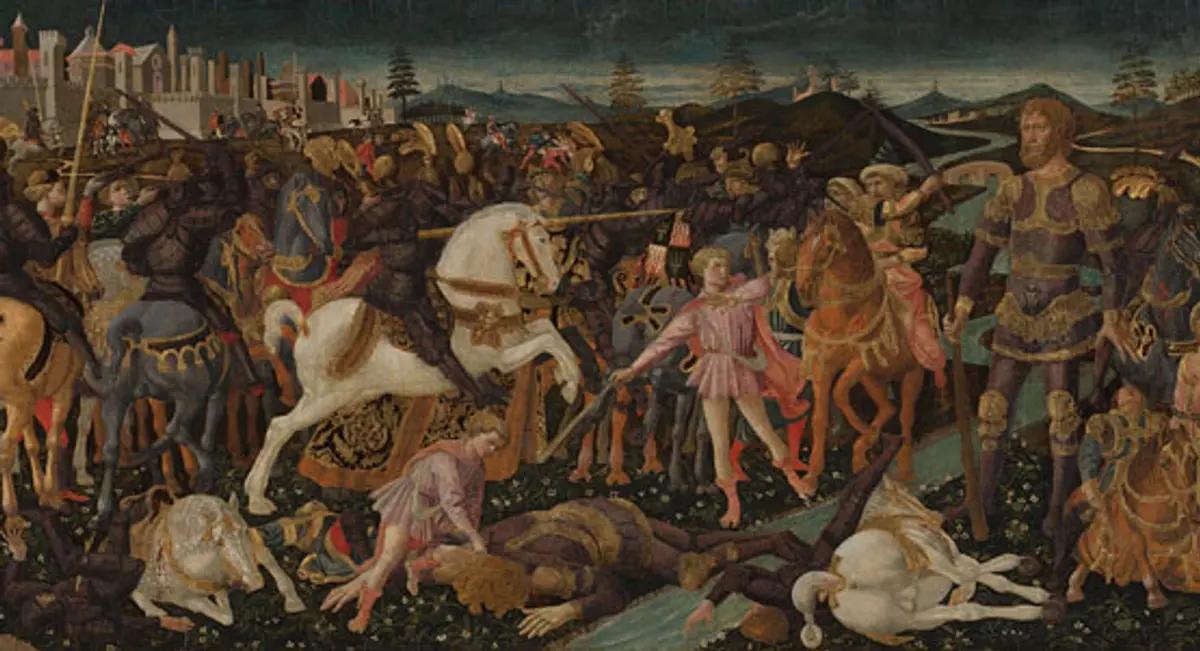 Un détail de L’histoire de David et Goliath (vers 1445-1455) de Francesco Pesellino. © National Gallery, Londres