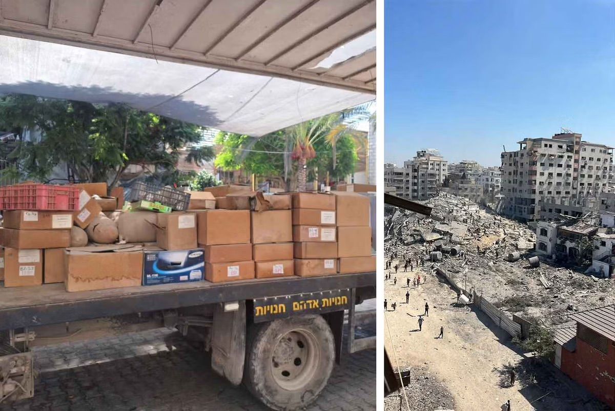 Une partie des objets a pu être transportée par camions avant que le principal centre de conservation archéologique de Gaza ne soit détruit. Image du site détruit fournie par Fadel Al-Utol