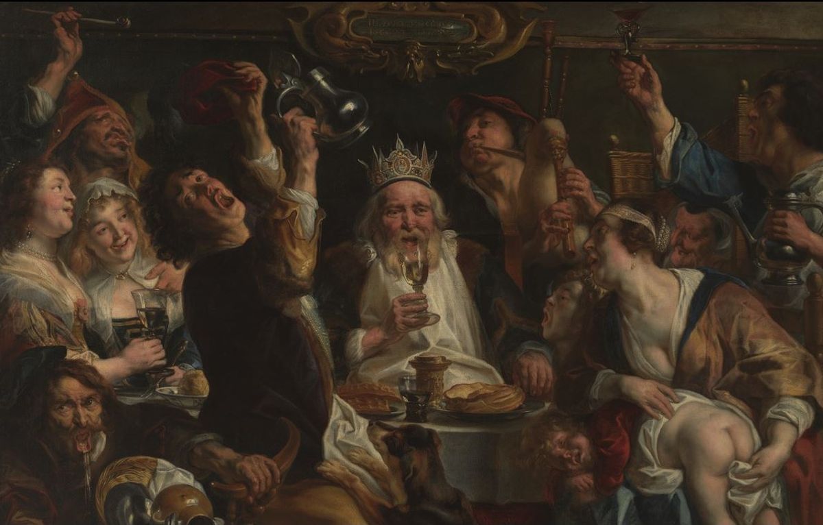 Jacob Jordaens, Le roi boit, vers 1638-1640, huile sur toile, Bruxelles, Musées royaux des Beaux-Arts de Belgique. Courtesy des Musées royaux des Beaux-Arts de Belgique