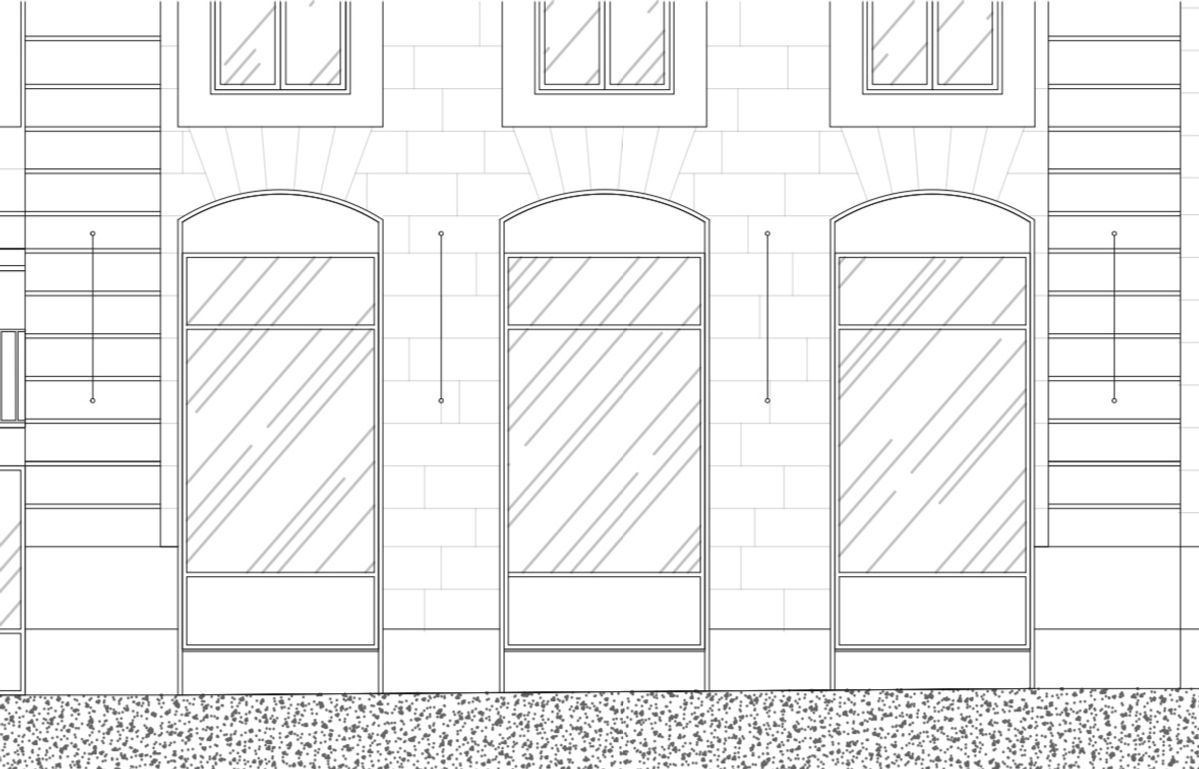 Sketch de la Façade rue des Bons Enfants, THE PILL® Paris, 4 Place de Valois, Paris.
Courtesy of THE PILL®