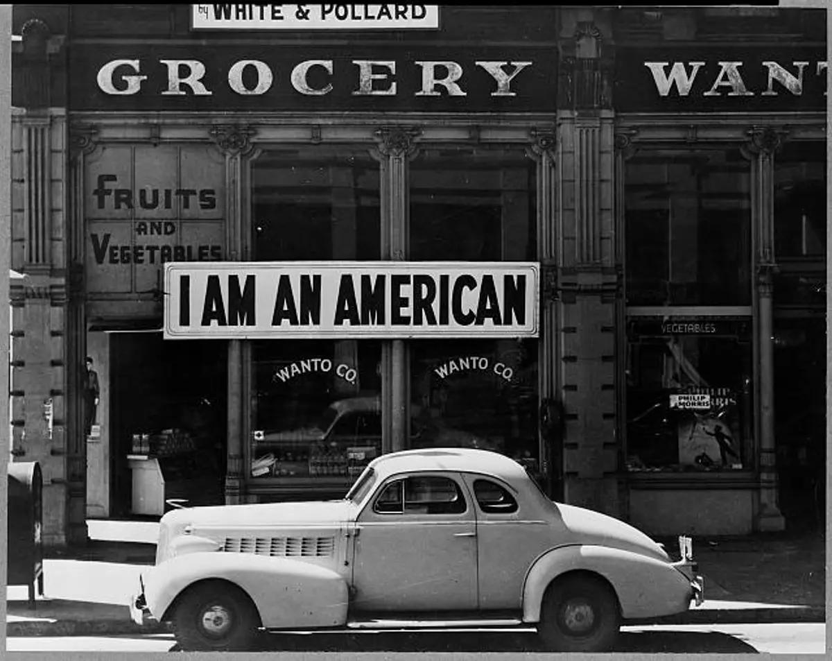 Dorothea Lange, Japanese American-Owned Grocery Store, Oakland, California (1942). Courtesy National Gallery of Art, Washington