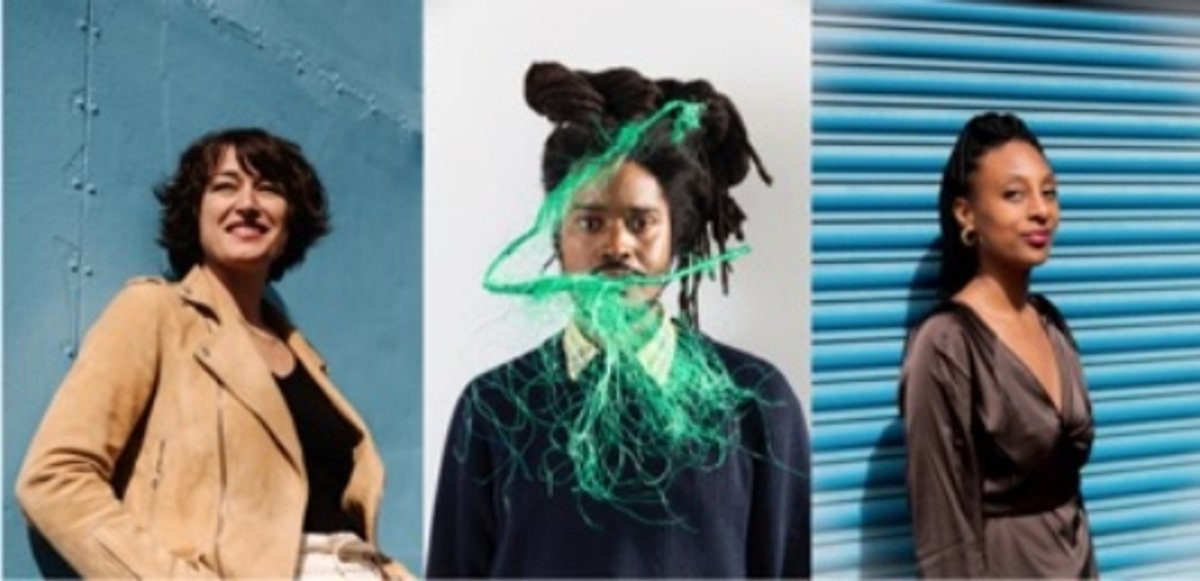 De gauche à droite : Céline Kopp, Julien Creuzet, Cindy Sissokho. © Sebastien Buret / Hans Lucas. © Viriginie Ribaut. © Sofia Yala