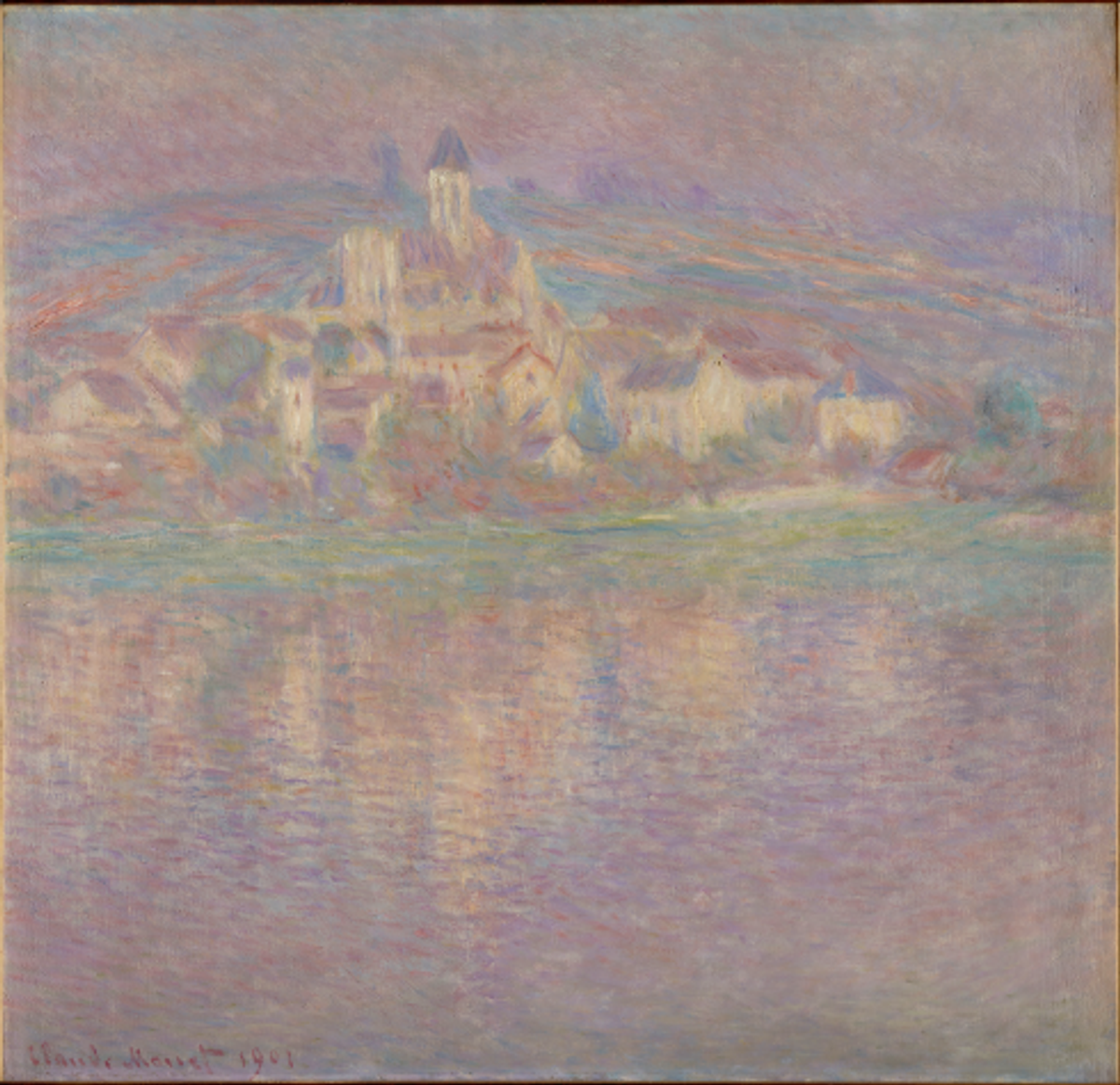 Claude Monet, Vétheuil, soleil couchant, vers 1900, peinture à l’huile, Paris, musée d’Orsay. © Musée d’Orsay. Photo Adrien Didierjean