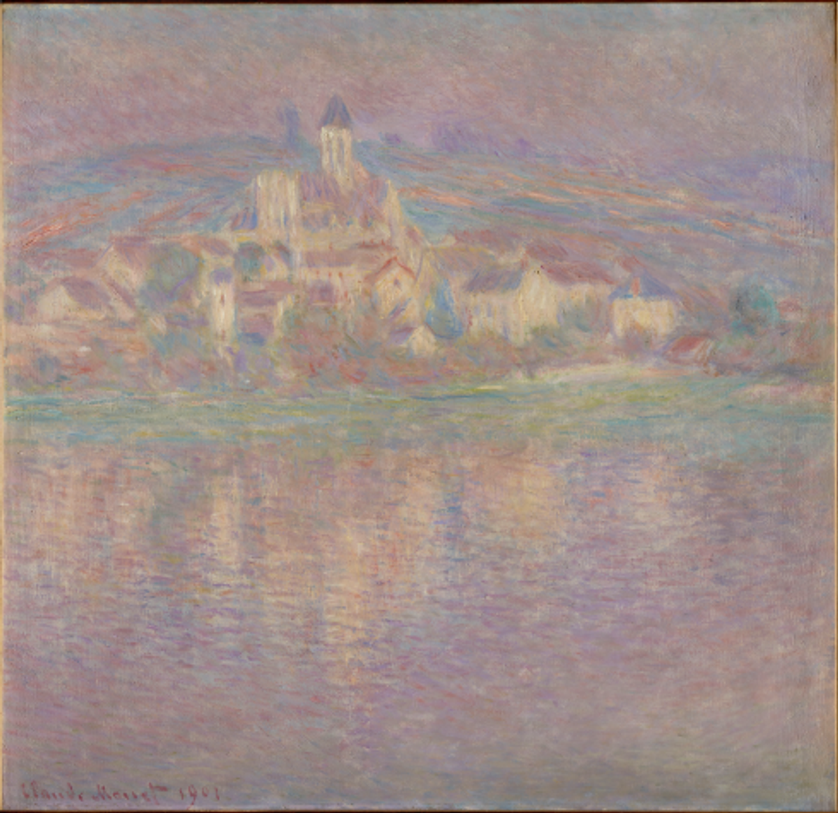 Claude Monet, Vétheuil, soleil couchant, vers 1900, peinture à l’huile, Paris, musée d’Orsay. © Musée d’Orsay. Photo Adrien Didierjean