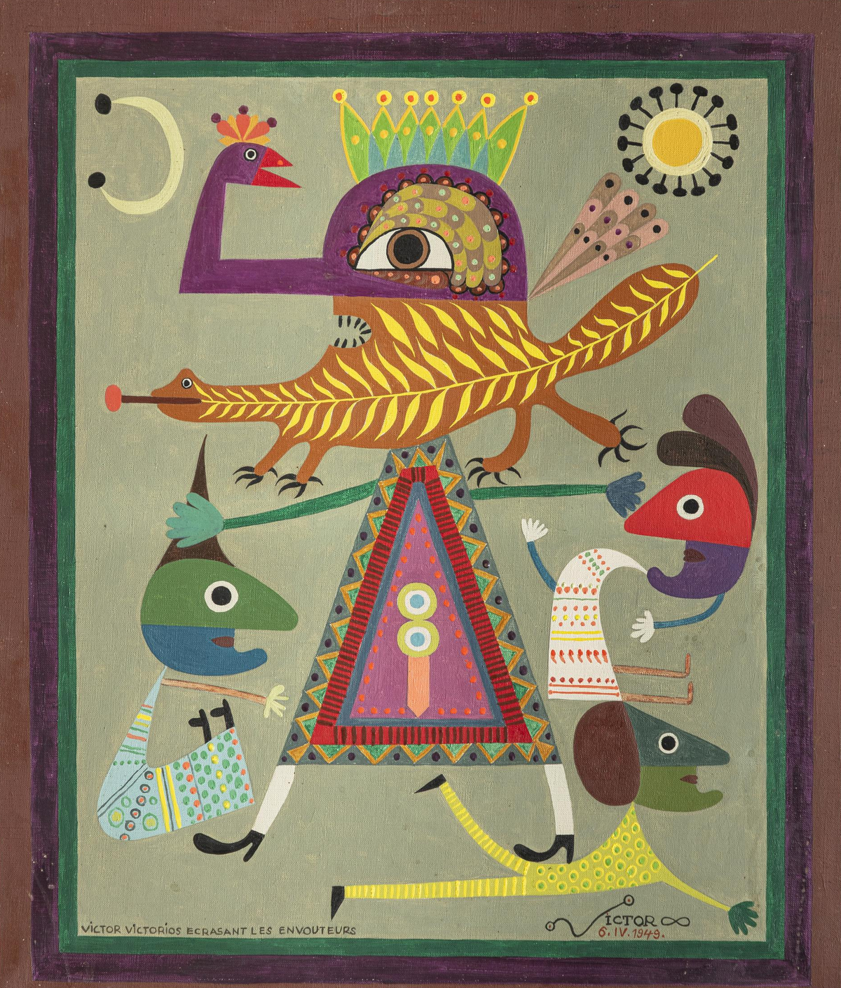 Victor Brauner, Victor Victorios écrasant les envoûteurs, 1949. Courtesy Sotheby's