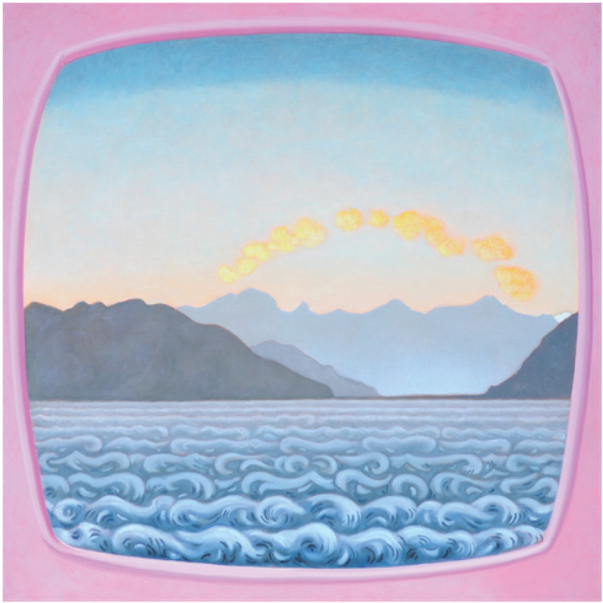 Caroline Bachmann, Nuage arc avec cadre, 2016, huile sur toile, Lausanne, collection Banque cantonale vaudoise. © Caroline Bachmann