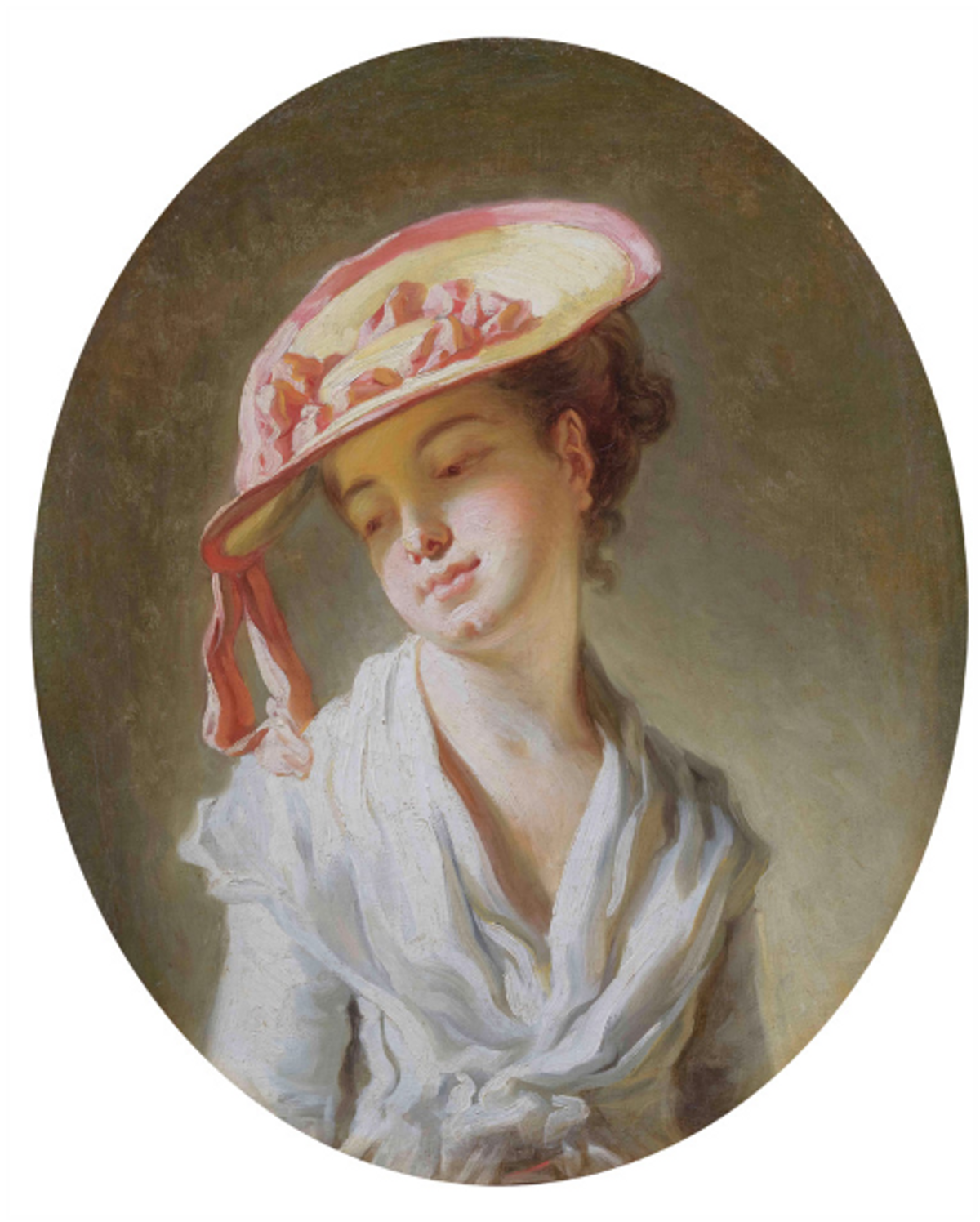 Jean-Honoré Fragonard, La Jeune Fille au chapeau, vers 1770-1775, huile sur toile, cadre ovale, est. 400 000-600 000 euros. © Artcento/Boisgirard-Antonini