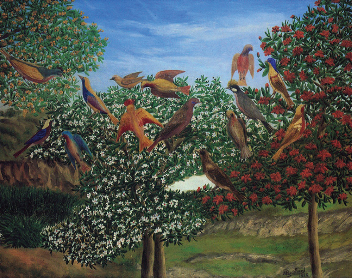 André Bauchant, Les Oiseaux dans les arbres, 1928, huile sur toile.
Courtesy de la galerie Dina Vierny