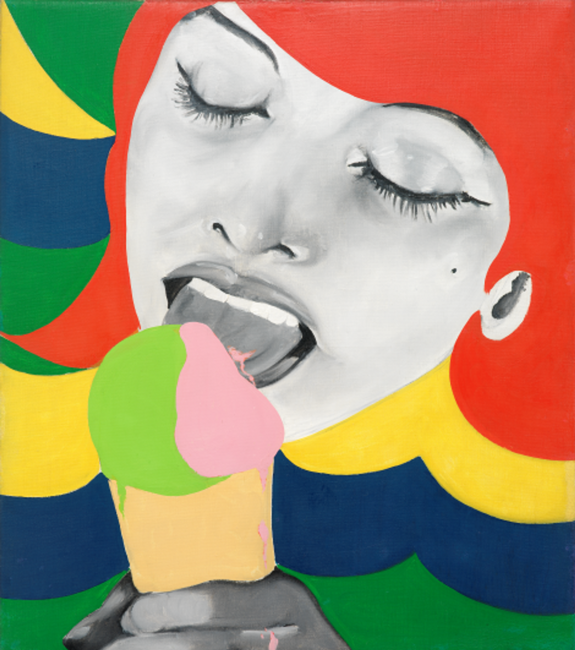 Evelyne Axell, Ice Cream 1, 1964, huile sur toile, collection particulière. Courtesy Bounameaux Art Expertise, Bruxelles/D.R